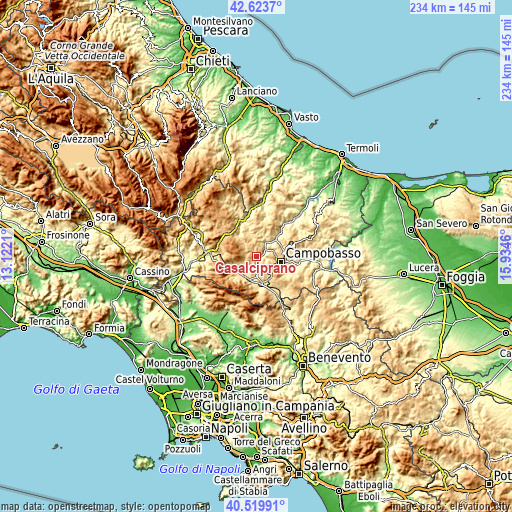 Topographic map of Casalciprano