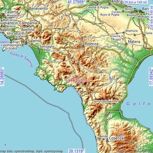 Topographic map of Casalbuono