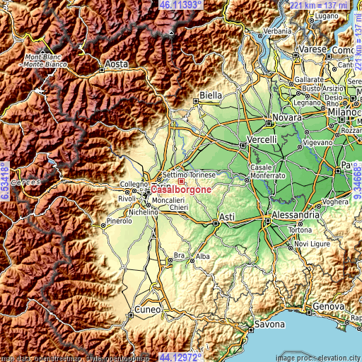 Topographic map of Casalborgone