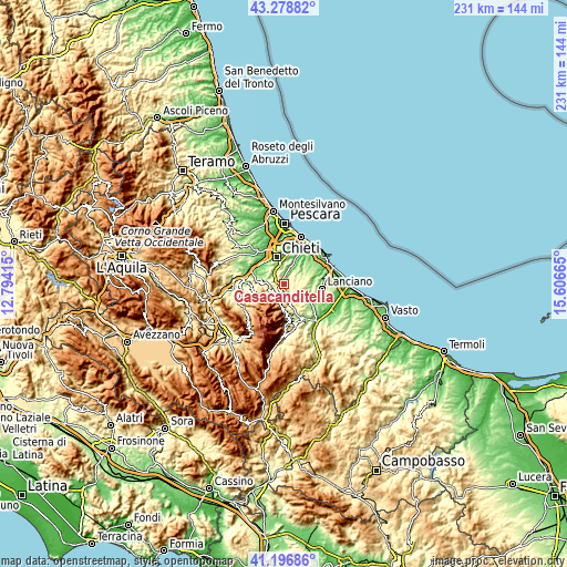 Topographic map of Casacanditella