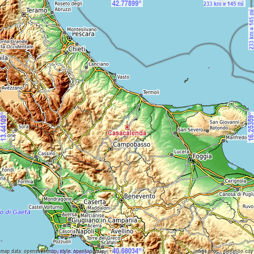 Topographic map of Casacalenda