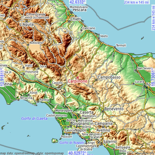 Topographic map of Carpinone