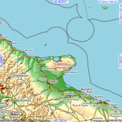 Topographic map of Carpino