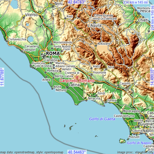 Topographic map of Carpineto Romano