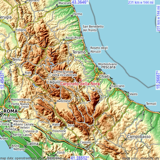 Topographic map of Carpineto della Nora