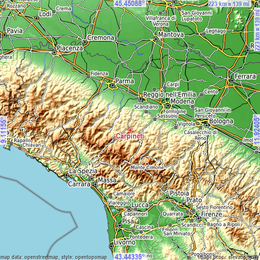 Topographic map of Carpineti