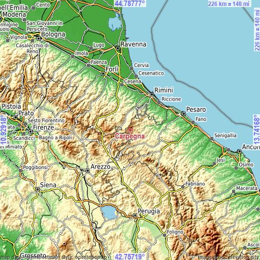 Topographic map of Carpegna