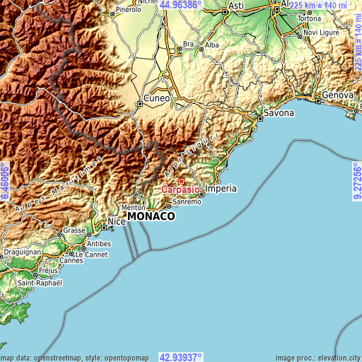 Topographic map of Carpasio