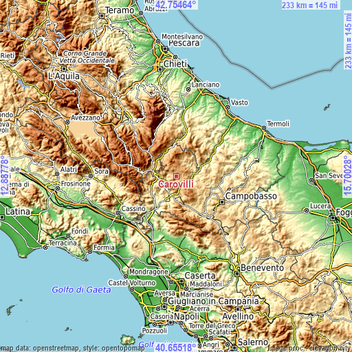 Topographic map of Carovilli