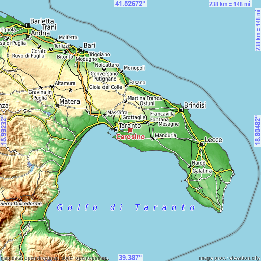 Topographic map of Carosino