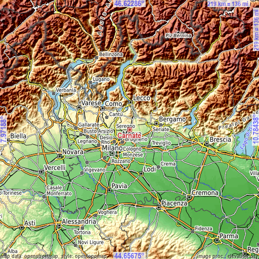 Topographic map of Carnate