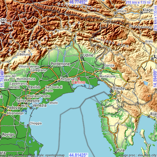 Topographic map of Carlino