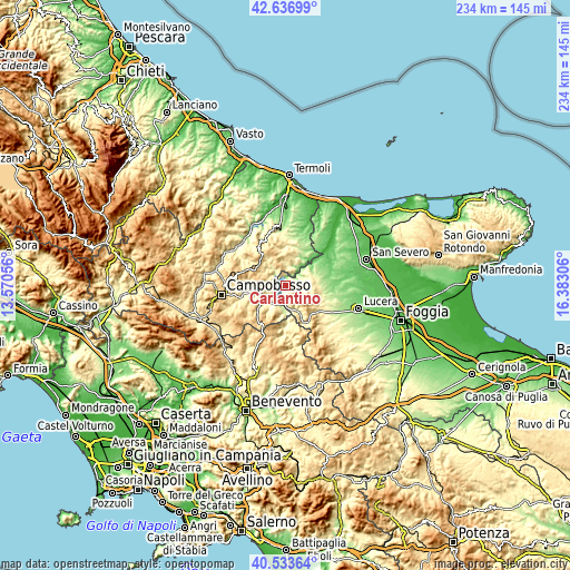 Topographic map of Carlantino
