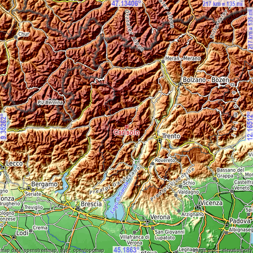 Topographic map of Carisolo