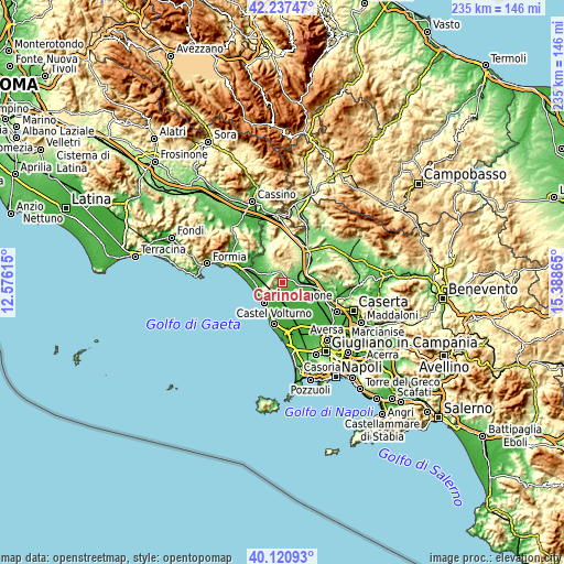 Topographic map of Carinola