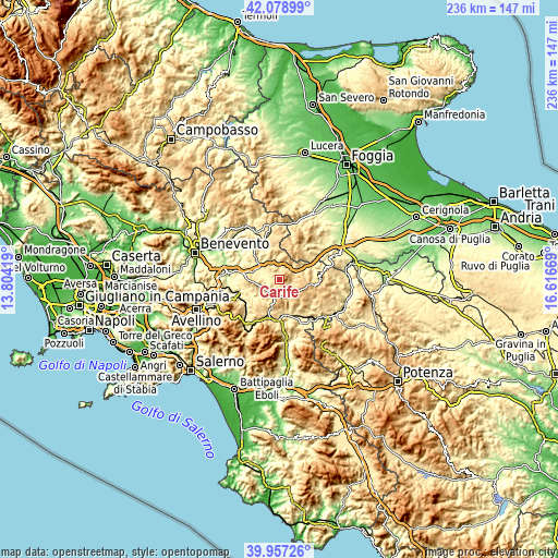 Topographic map of Carife