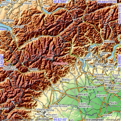 Topographic map of Carcoforo