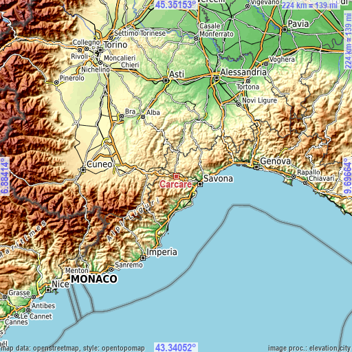 Topographic map of Carcare