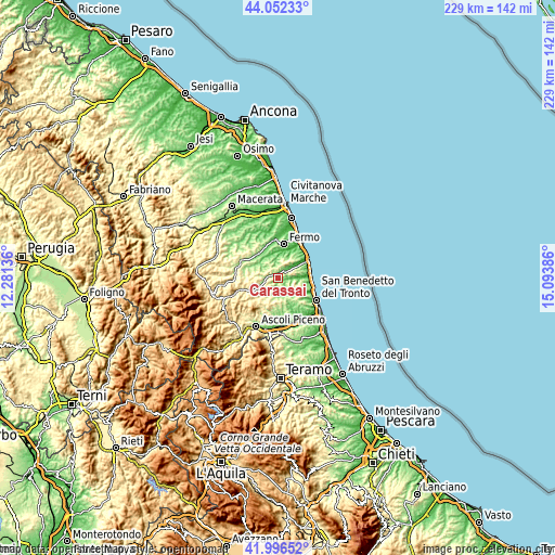 Topographic map of Carassai