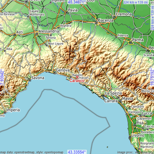 Topographic map of Carasco