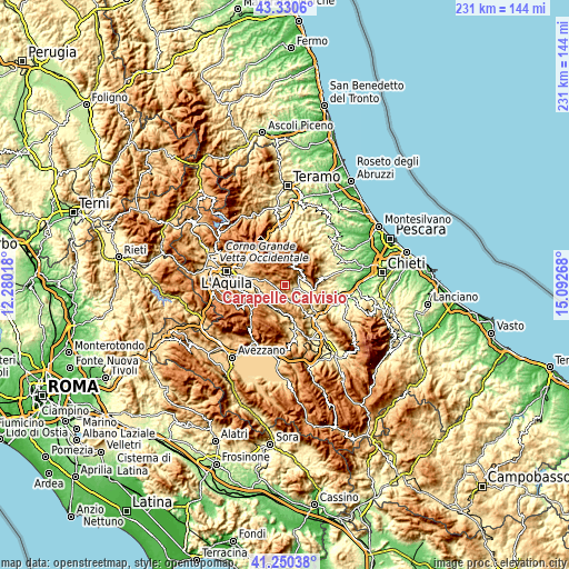 Topographic map of Carapelle Calvisio