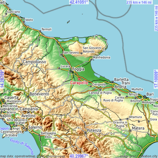 Topographic map of Carapelle