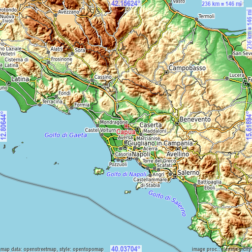 Topographic map of Capua