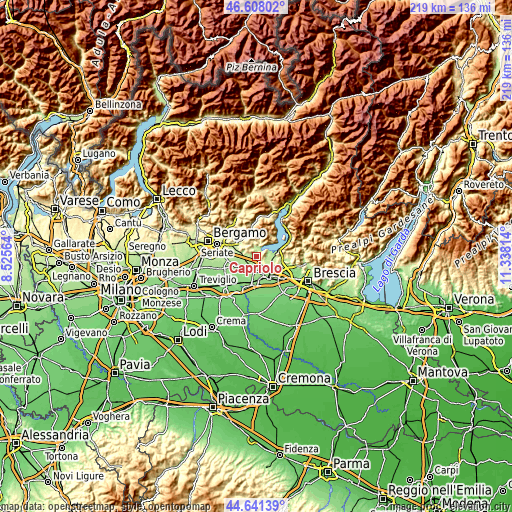 Topographic map of Capriolo