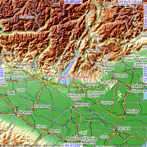 Topographic map of Caprino Veronese