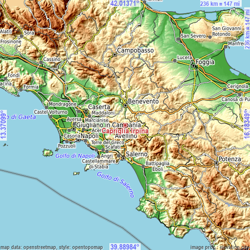 Topographic map of Capriglia Irpina