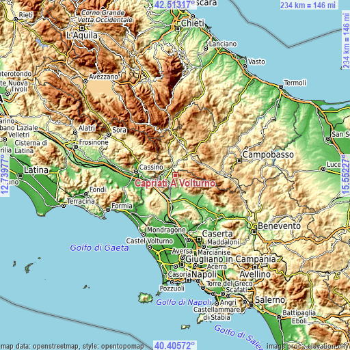 Topographic map of Capriati A Volturno