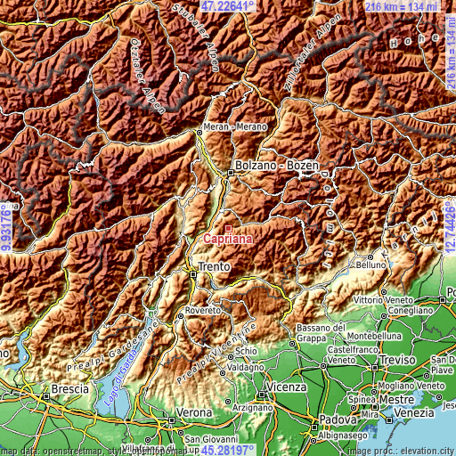 Topographic map of Capriana