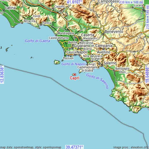 Topographic map of Capri