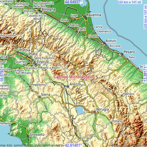 Topographic map of Caprese Michelangelo