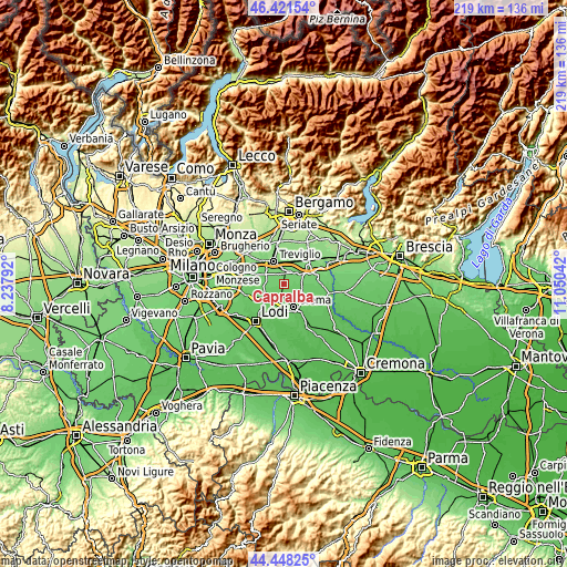 Topographic map of Capralba