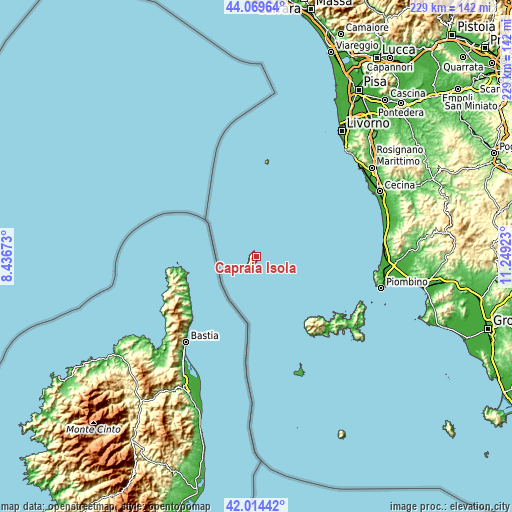 Topographic map of Capraia Isola