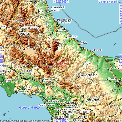 Topographic map of Capracotta