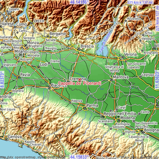 Topographic map of Cappella de' Picenardi