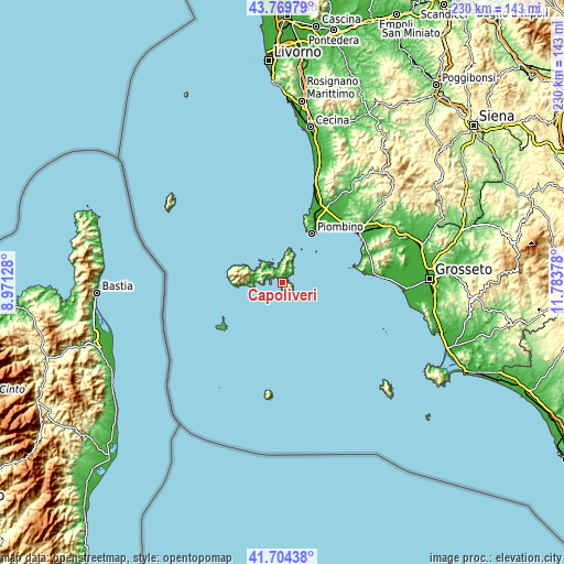 Topographic map of Capoliveri