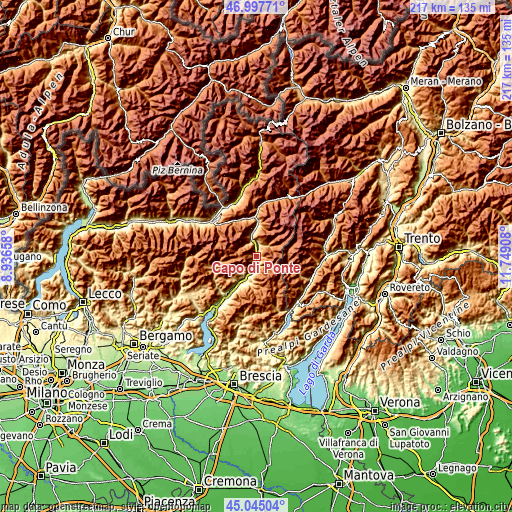 Topographic map of Capo di Ponte