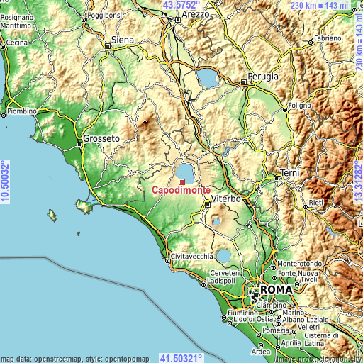 Topographic map of Capodimonte