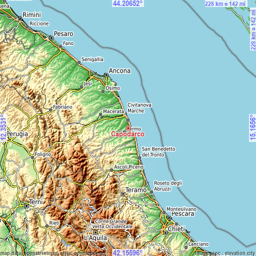 Topographic map of Capodarco