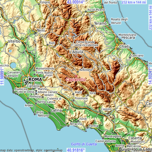 Topographic map of Capistrello