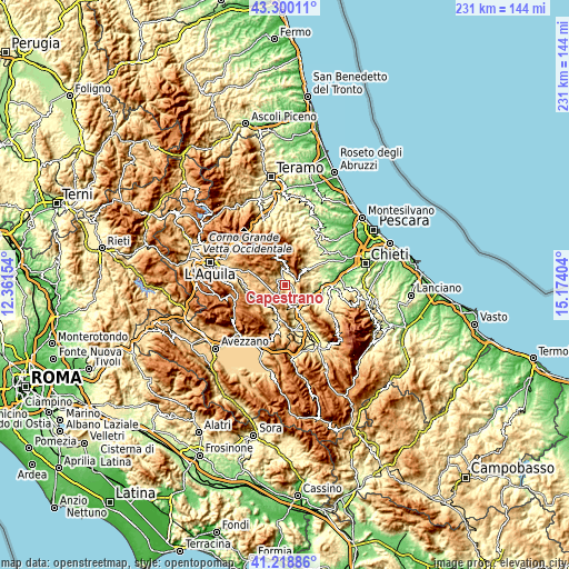 Topographic map of Capestrano