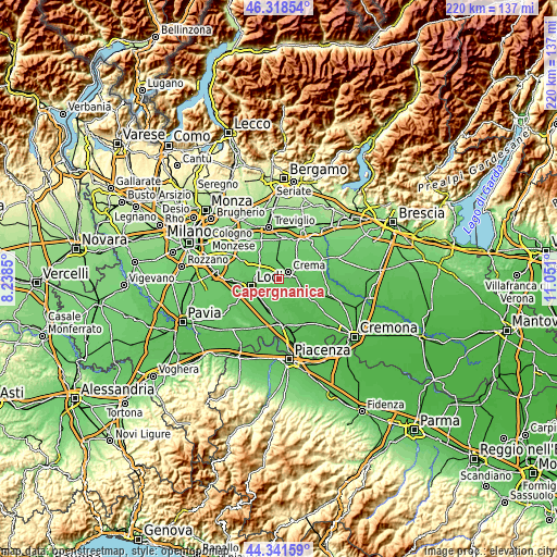 Topographic map of Capergnanica