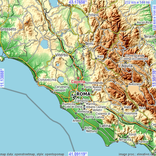 Topographic map of Capena