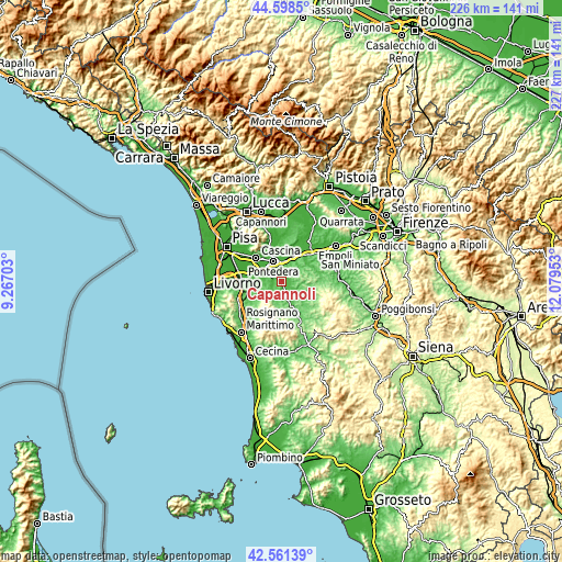 Topographic map of Capannoli