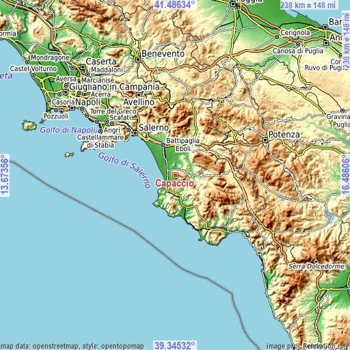 Topographic map of Capaccio