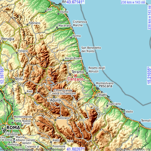 Topographic map of Canzano