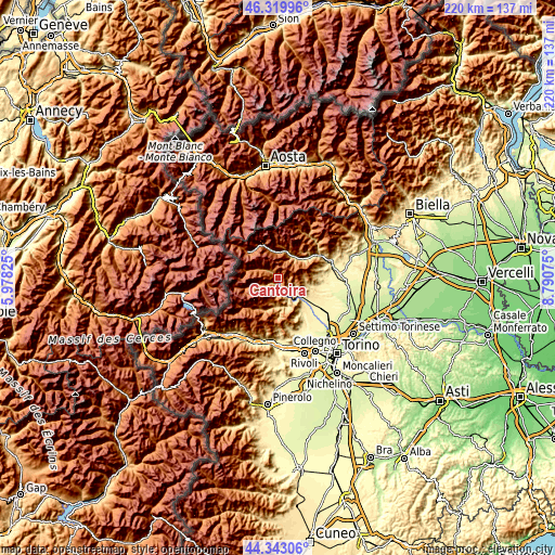 Topographic map of Cantoira